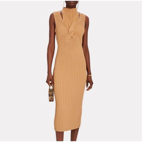 Acler Collins Twisted Rib Midi Dress 4 - Picture 1 of 11